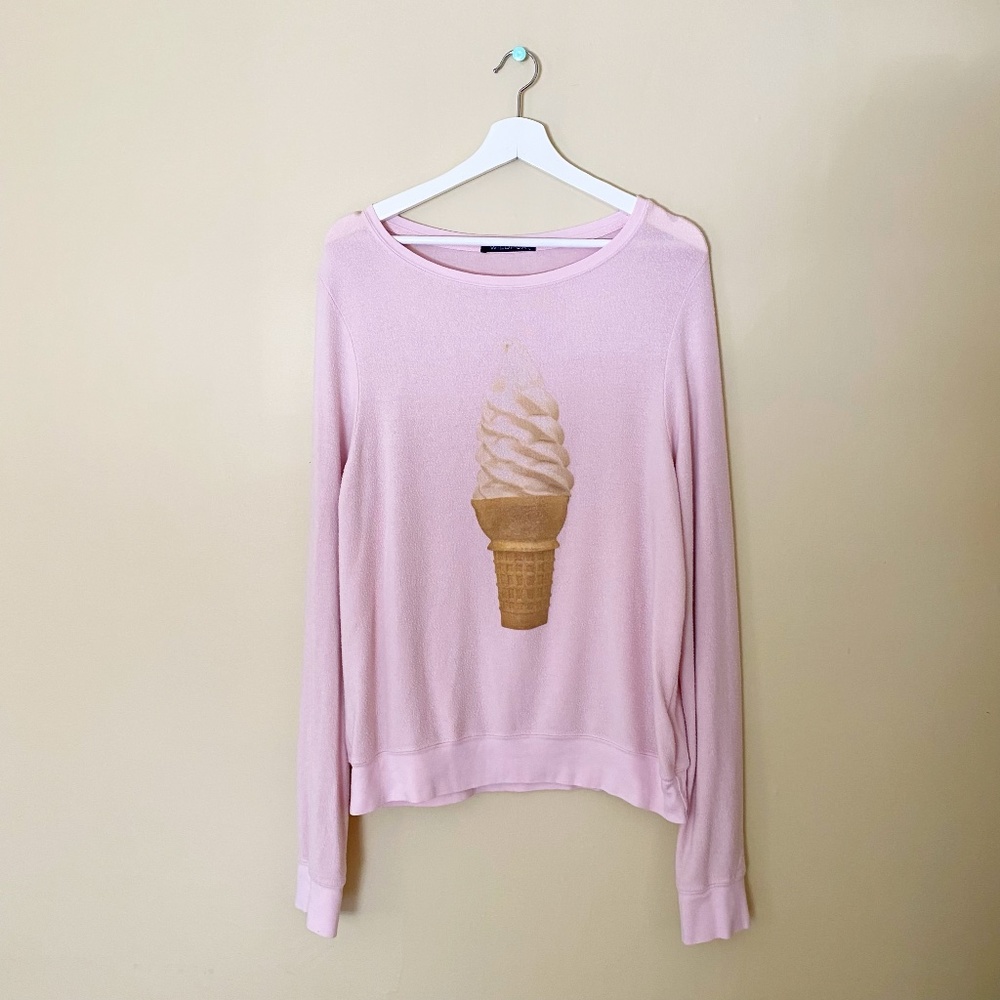 Wildfox Pink Ice Cream Baggy Beach Jumper Size L